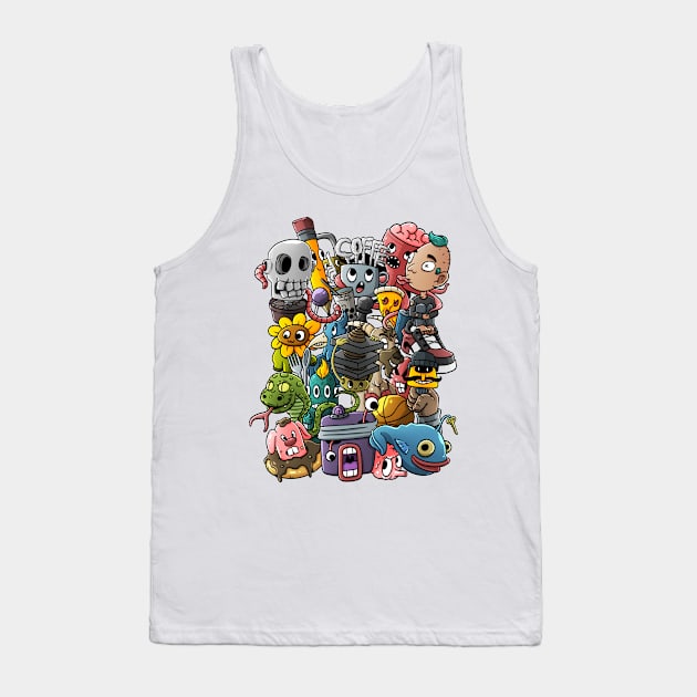 Cartoon Doodle Art Tank Top by cmoliquino